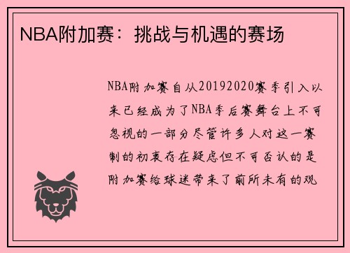 NBA附加赛：挑战与机遇的赛场